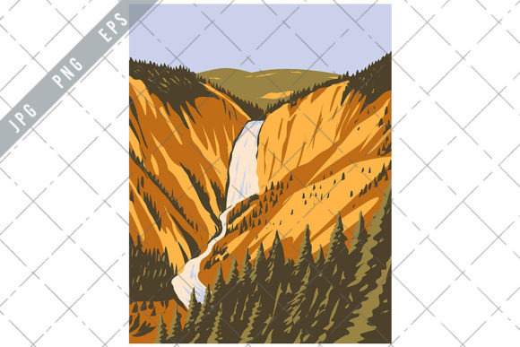 Download Lower Yellowstone Falls WPA Poster Art - Premium Resources